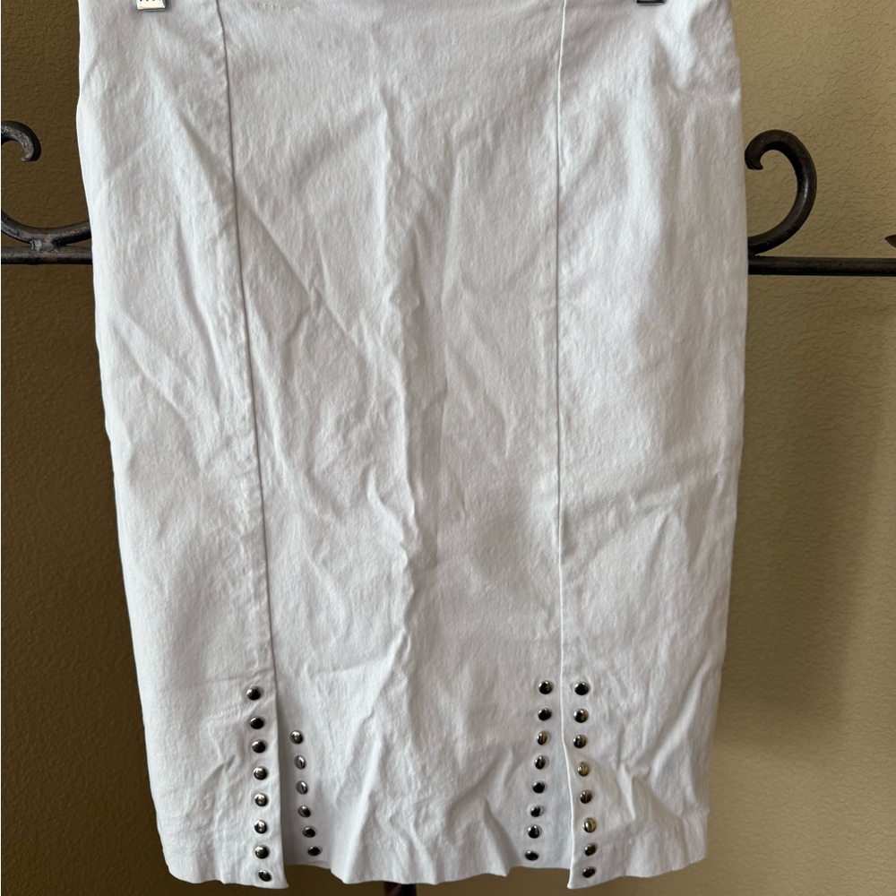 Elegant White Skirt with Stud Accents